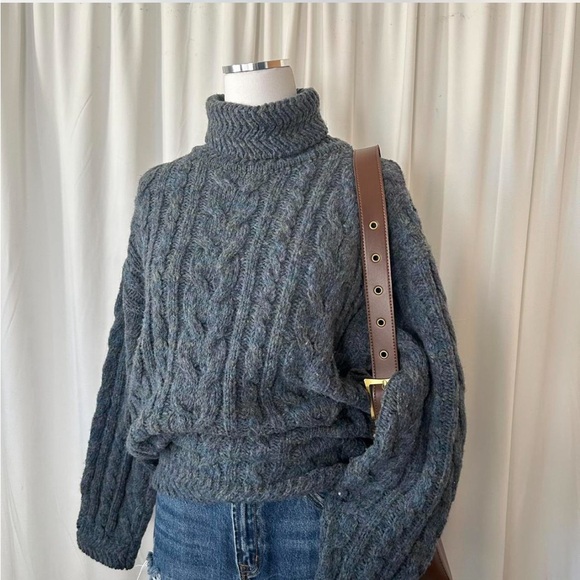Vintage the Limited Fisherman’s Cable knit turtleneck sweater Wool blend Large. - Picture 2 of 8